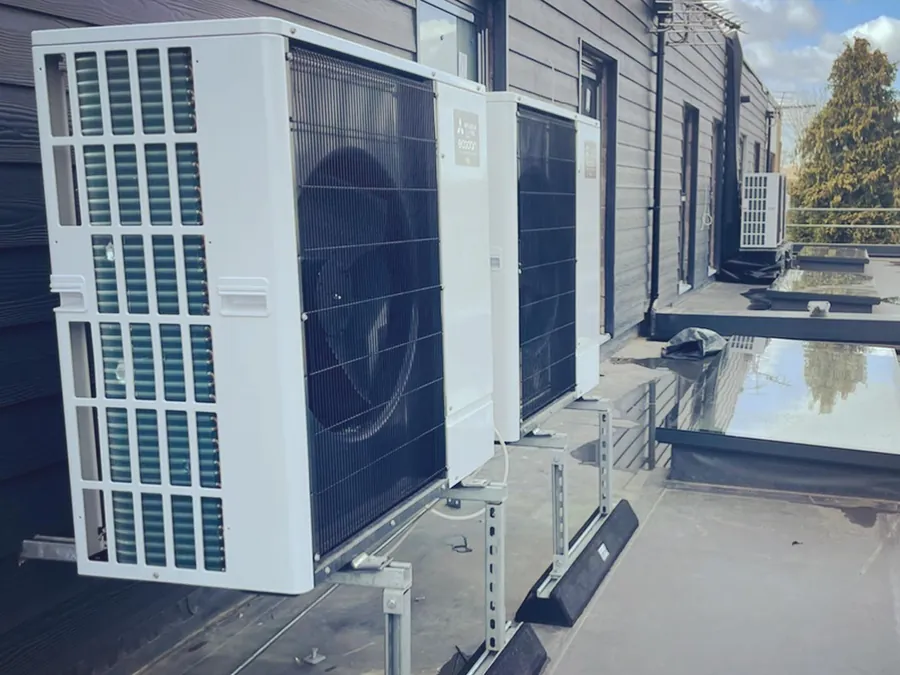 Twickenham &mdash; Air source heat pumps & heat recovery ventilation installed into 5no. properties in Twickenham. This equipment